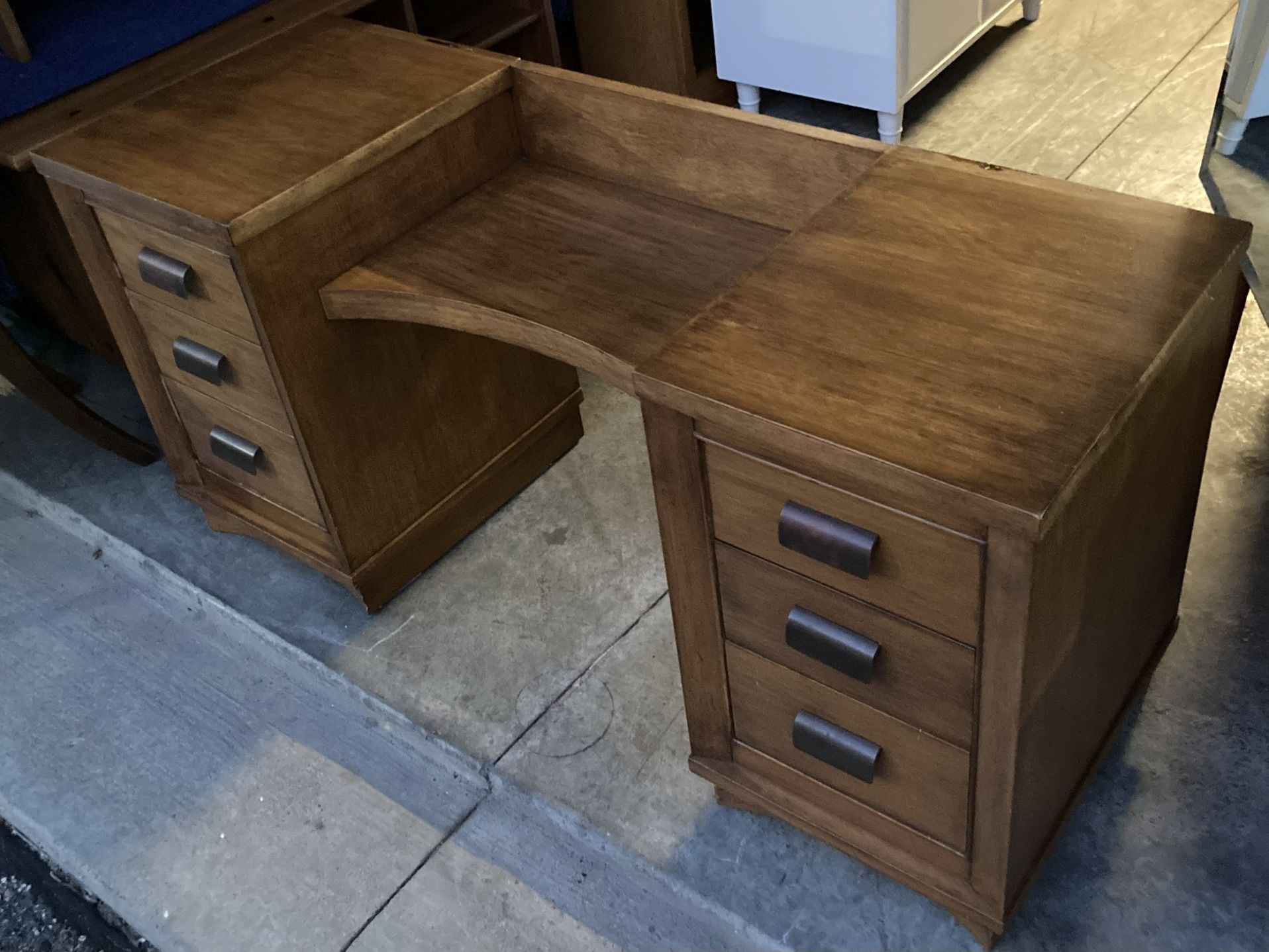 Vintage Mid Century All Wood Dressing Table / TV Entertainment Base