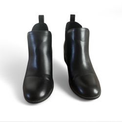 Black leather ankle boots