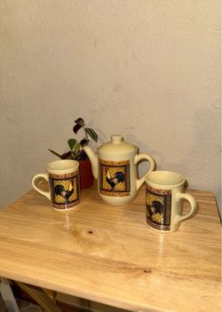 Rooster Ceramic Teapot and Mug Set