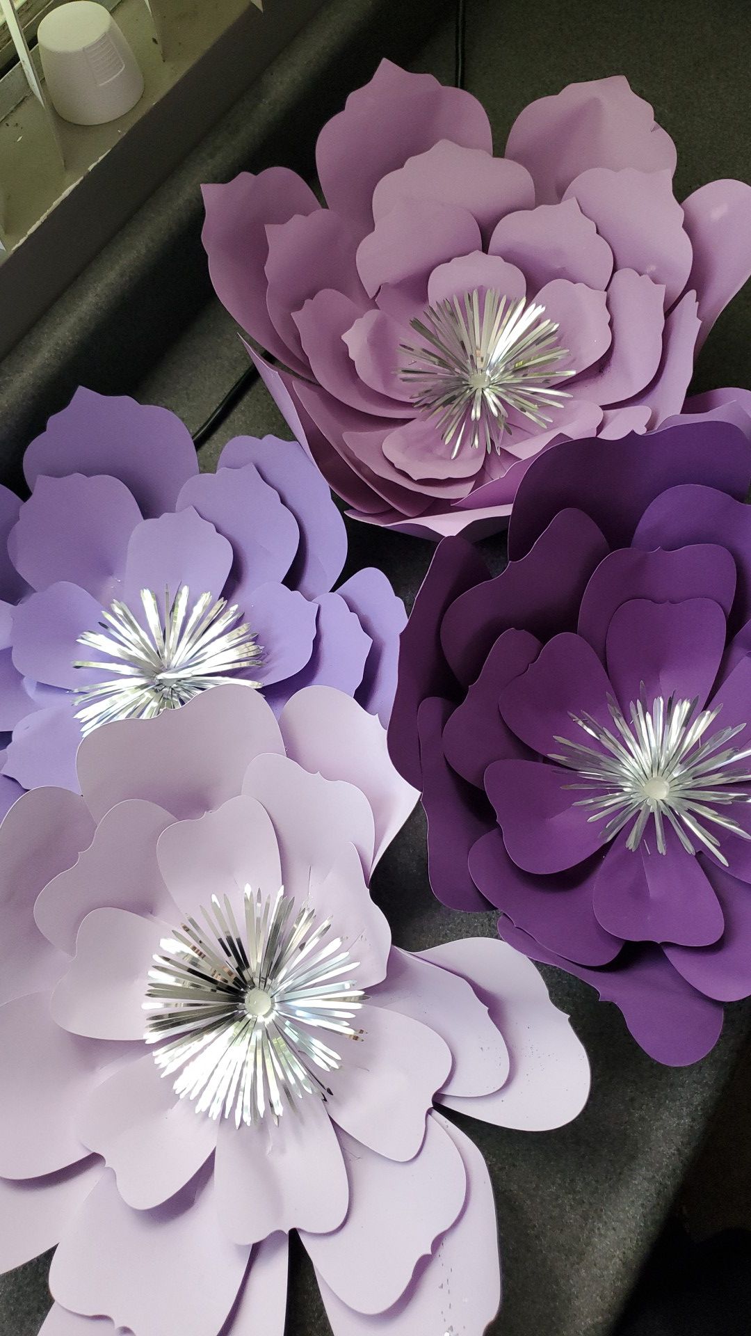 Purple paper flowers