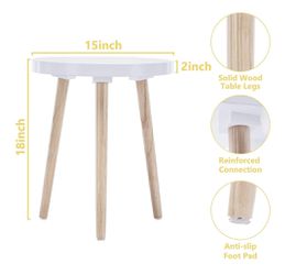 New APICIZON Round Side Table, White Tray Nightstand Coffee End Table for Living Room, Bedroom, Small Spaces, Easy Assembly Bedside Table, 15 x 18 Inc Thumbnail