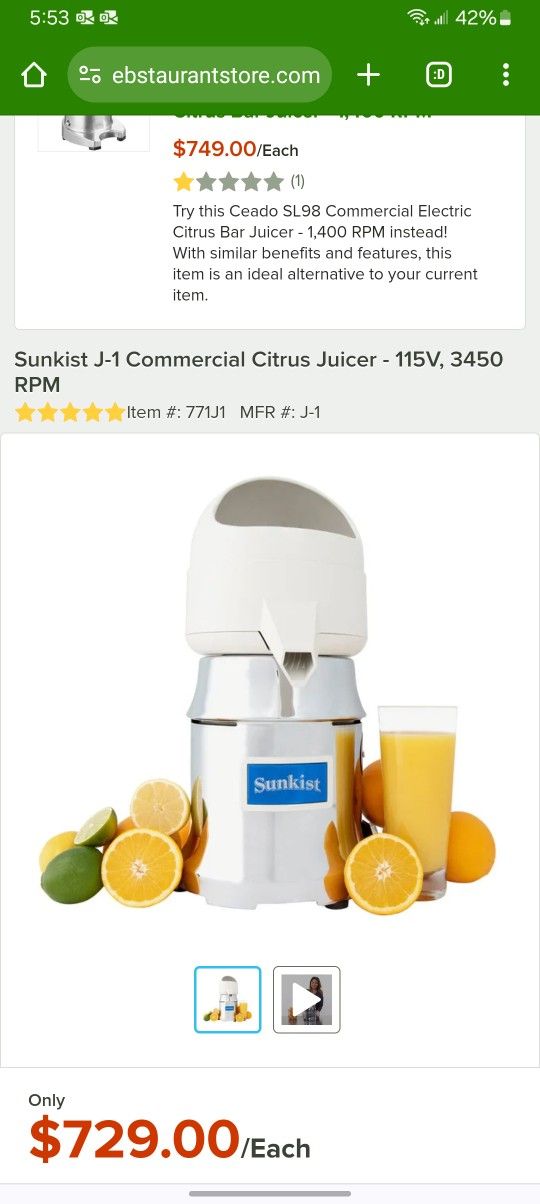 Sunkist Commercial Juicer
