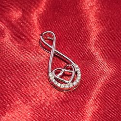 10k White Gold Diamond Infinite Heart Pendant 0.10 ctw 