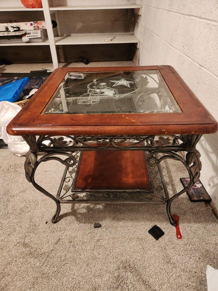 Cowboys Engraved End Table