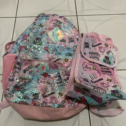 Girls Back Pack With Lunch Bag
