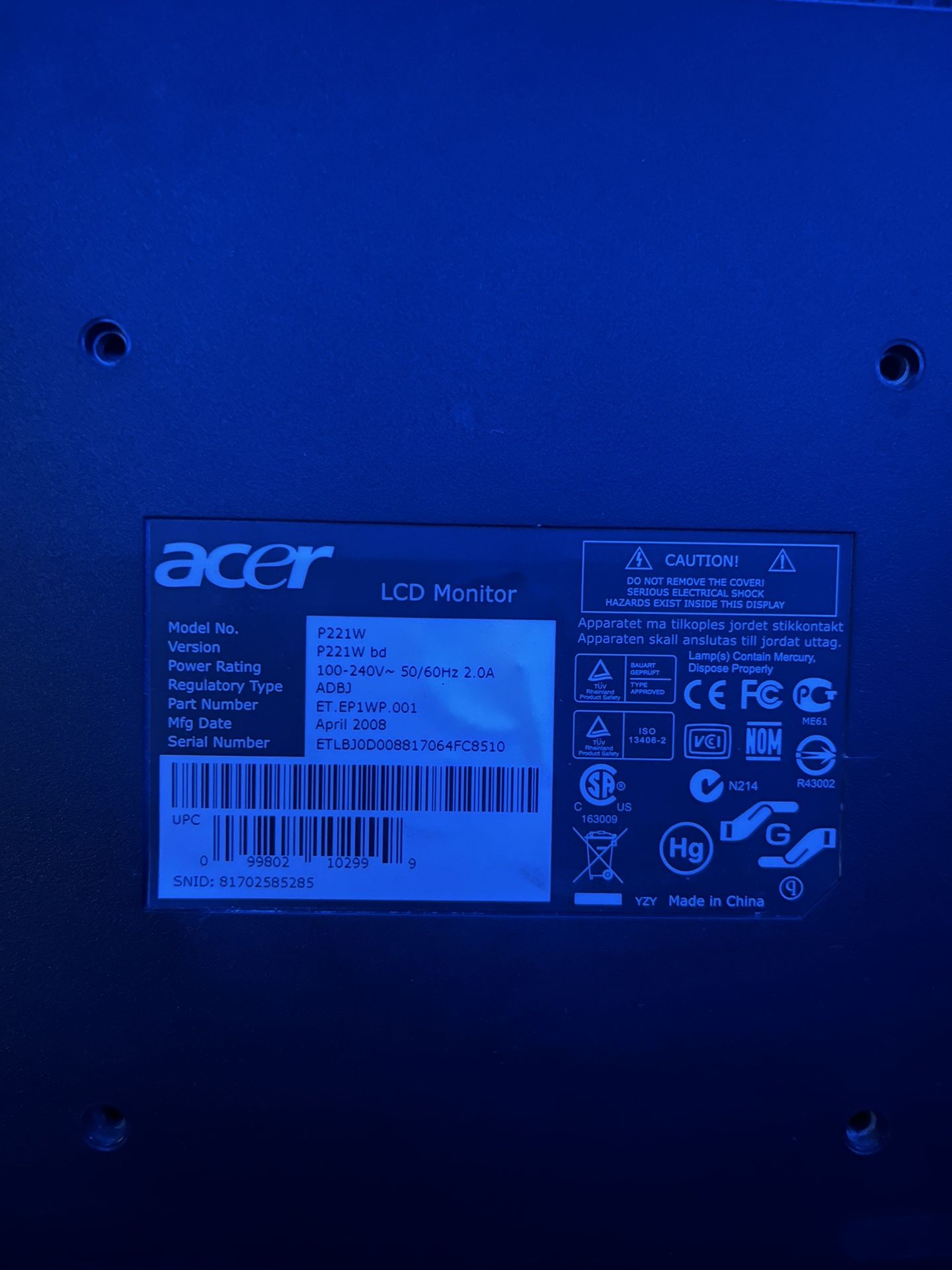 Acer LCD Monitor Computers & Accessories