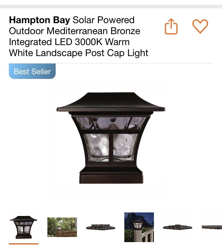 Hampton Bay Solar Powered Outdoor Mediterranean Bronze Integrated LED 3000K Warm White Landscape Post Cap Light