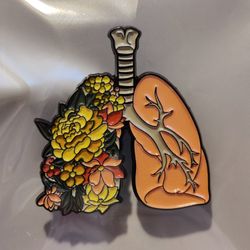 Anatomical Floral Lungs Art Medical Respiratory Badge Soft Enamel Lapel Brooch Pin