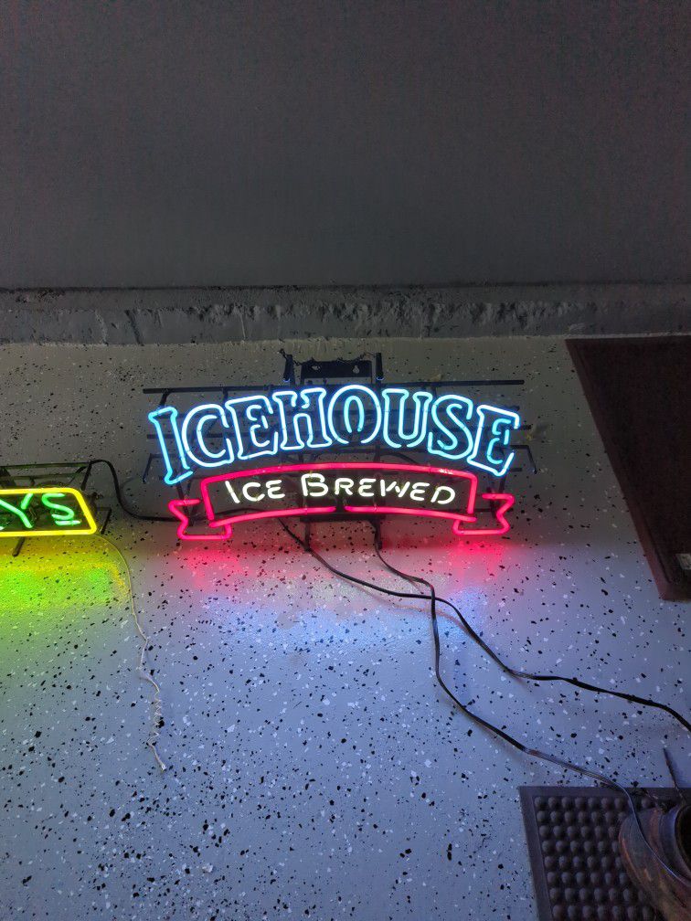 Two Vintage Neon Beer Signs  Icehouse / Mickeys