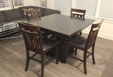 Beautiful Counter Height Dining Set for 4 – Wine Storage
