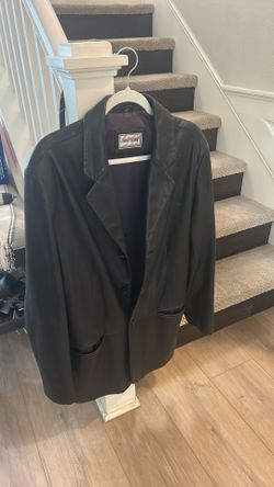 Men’s Reilly Olmes Black Leather Blazer – Size Large