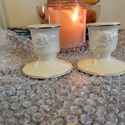 Lenox Gold Rimmed Candle Holders
