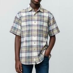 Tommy Bahama  Silk Plaid Shirt Mens Size Large  Short Sleeve Button Up Maroon Plaid