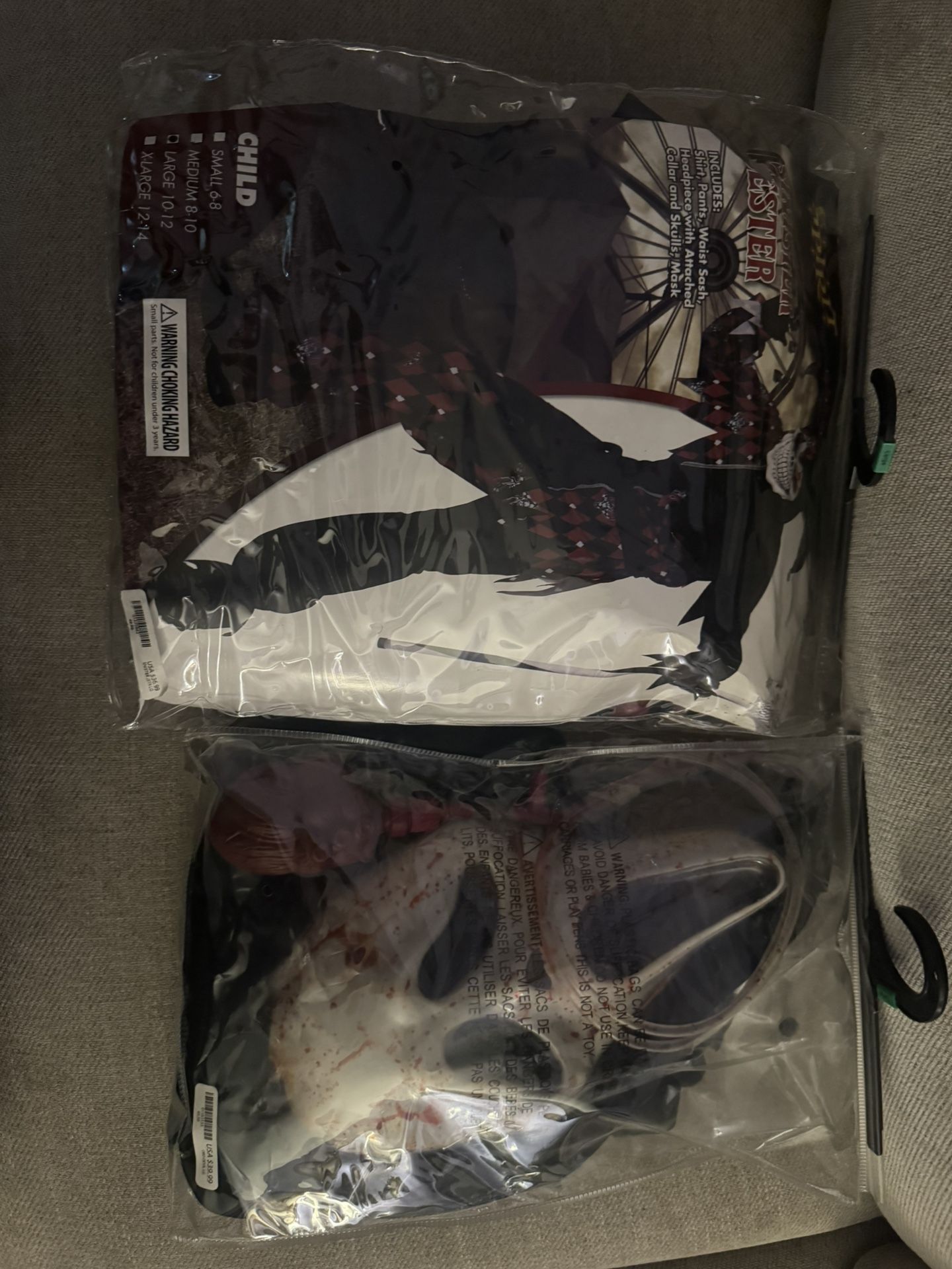 π Kids Halloween Costumes Bundle β Sinister Jester (10-12) + Ghost Face (8-10) β Worn Once! π»