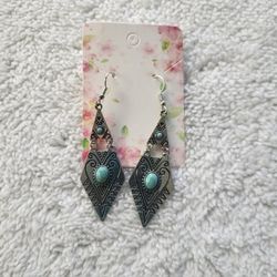 Faux Turquoise Dangling Earrings for Pierced Ears