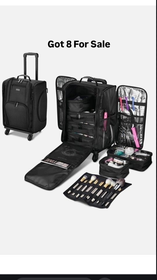 Byootique Rolling Soft Makeup Train Case Side Travel Cosmetic Organizer