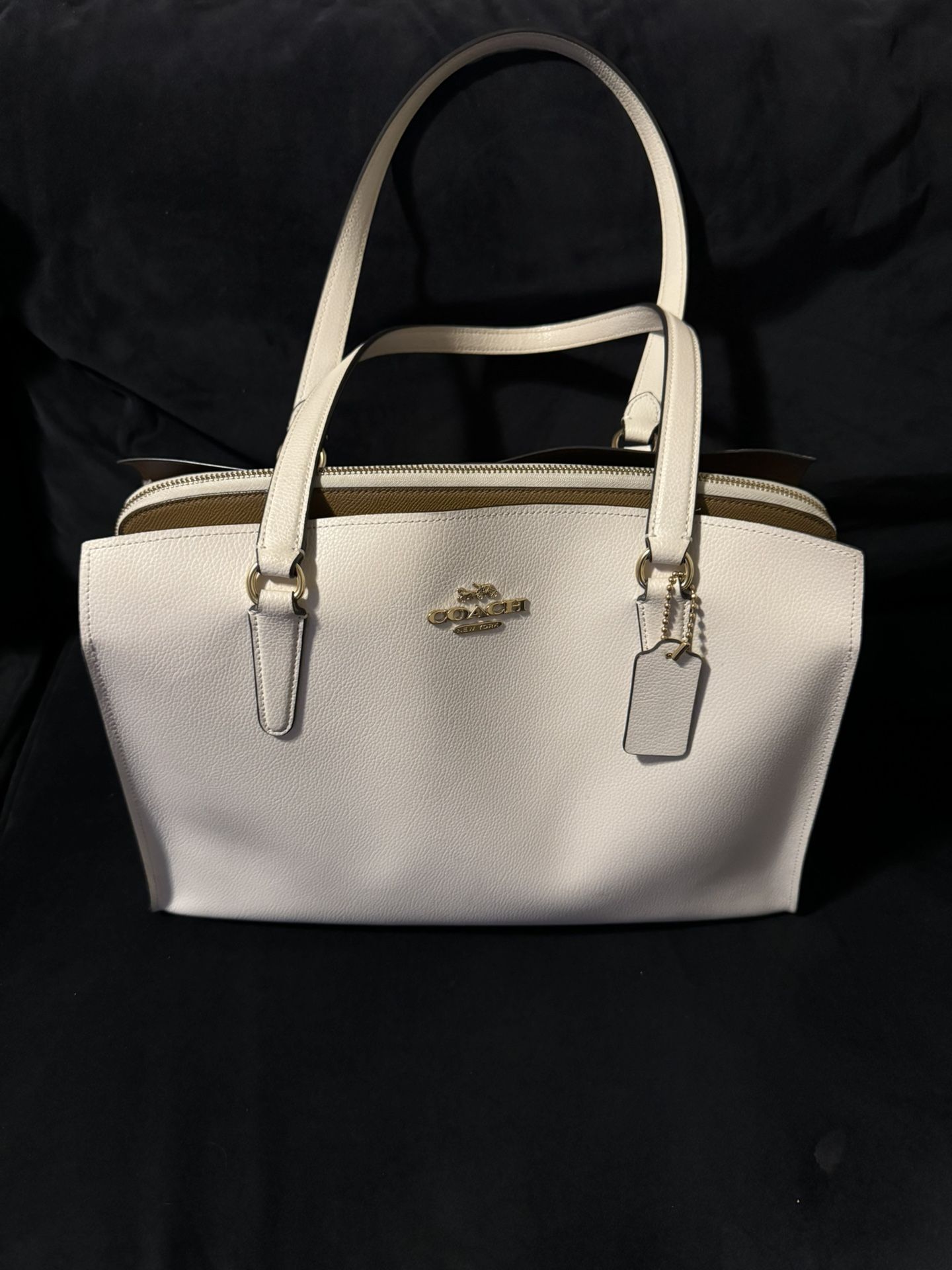 Leather Coach Tote W/Padded Laptop Pocket