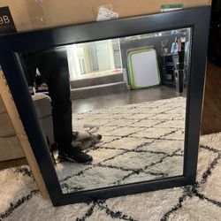 Home Decorators Collection Windlowe 28 In. W X 32 In. H Rectangular Wood Framed Wall Bathroom Vanity Mirror In Navy Blue