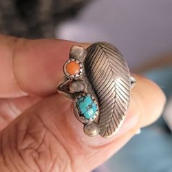 Silver ring with turquoise size 5.5