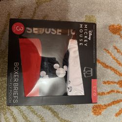 Disney Mickey Mouse Boxer Briefs With Fly Pouch Large 3 Pack