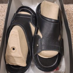 Hush Puppies Decode Slide Black Leather Mens Sz. 12, New