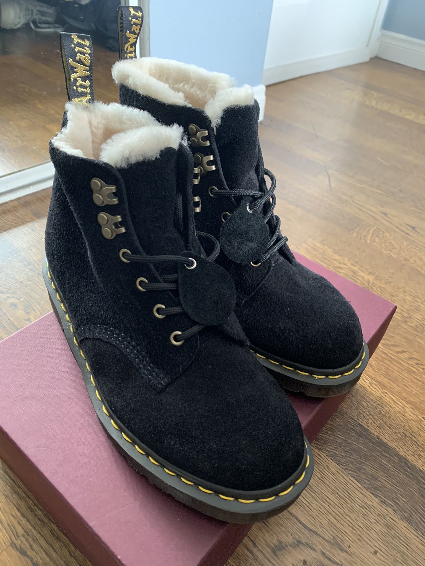 Dr. Martens Black Suede w/ the Fur