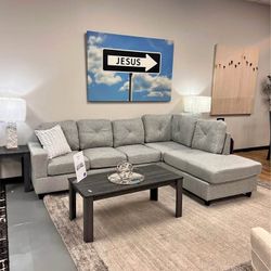 L Shape Brand New Grey Sectional Sofa, Ottoman 