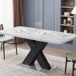 White Marble Top Dining Room Table 