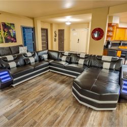 Real Leather Modern Sectional Sofa Couch