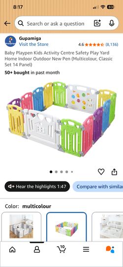 Baby Playpen Kids Activity Centre Safety Play Yard Home Indoor Outdoor New Pen (Multicolour, Classic Set 14 Panel)