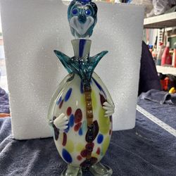 Hand Blown Glass Clown Decanter