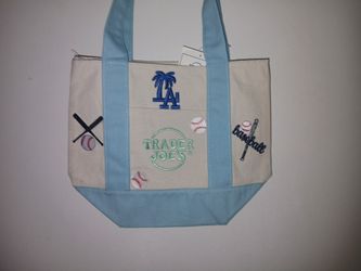 Trader Joe's Pastel Blue Mini Canvas Tote Bag