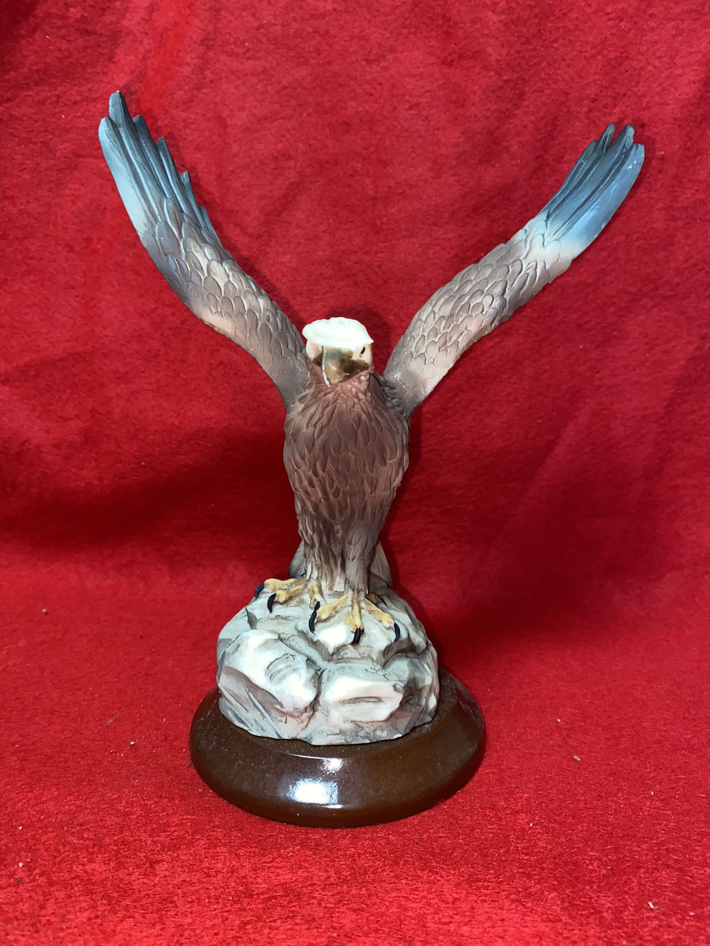 8.5 Inch Painted Alabaster Eagle Statue Imported From Greece