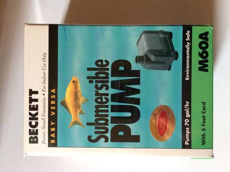 Beckett submersible pump for aquarium or fountain etc.