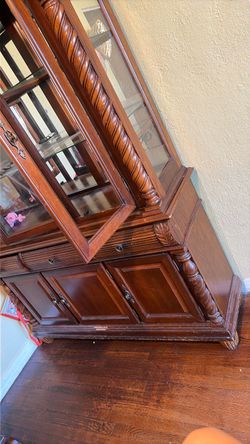Dark Wood China Cabinet with Glass Display