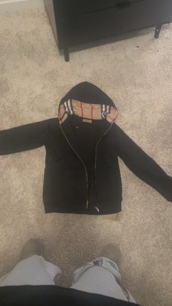 Large Burberry Black Zip-Up Hoodie