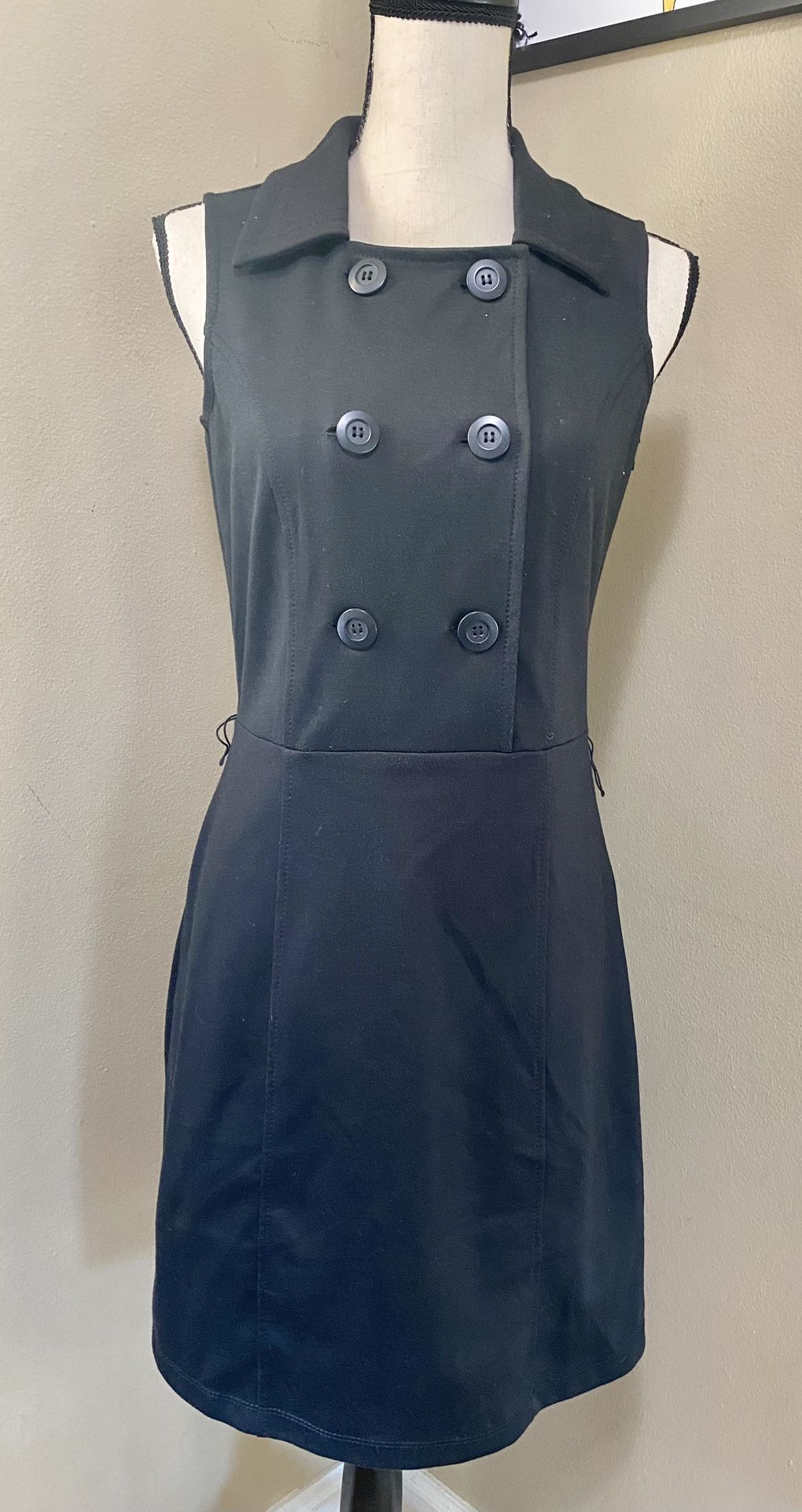 ANN TAYLOR LOFT Double Breasted Sleeveless Black Dress Career Women's 2