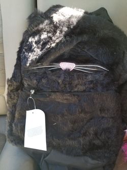 Brand New Black Furr Backpack