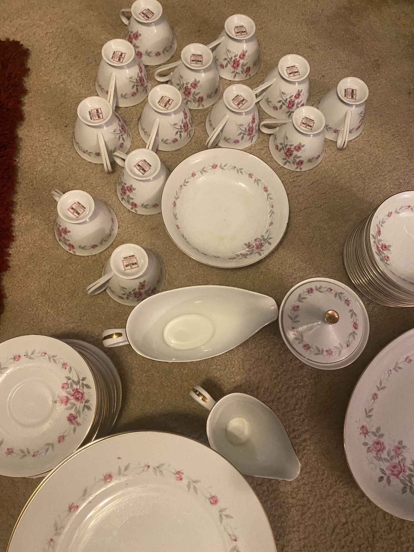 Vintage Nor leans Bridal Rose 54 Piece China Set