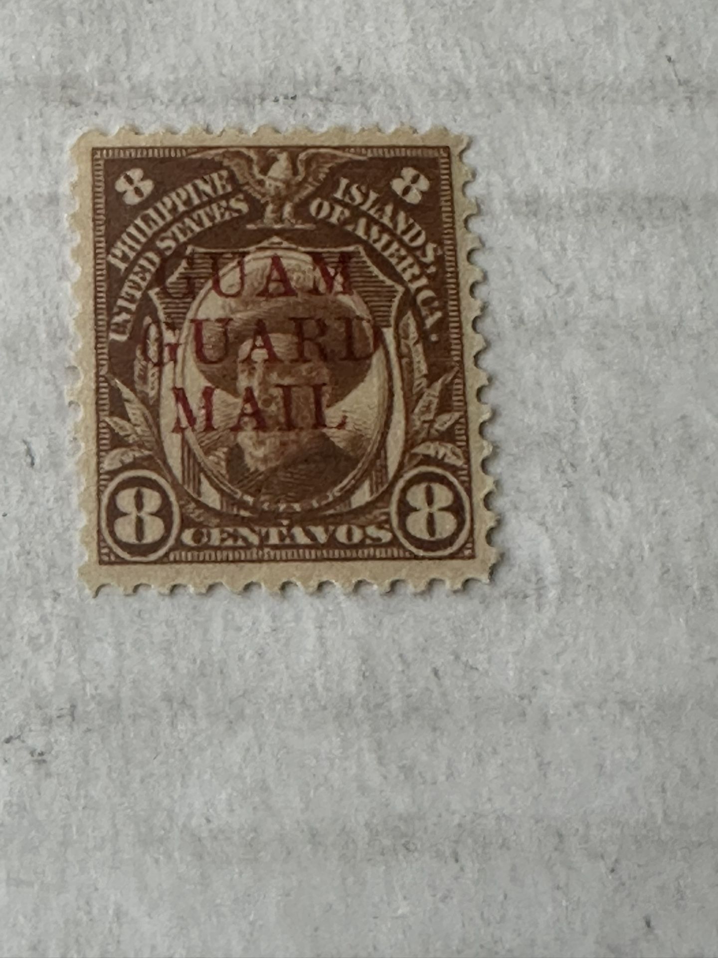 Guam Guard Mail 8 Cent Stamp Mint Hinge United States 