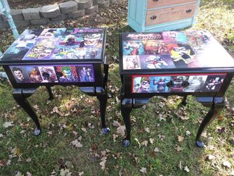 Custom Joker & Harley Quinn end tables/night stands