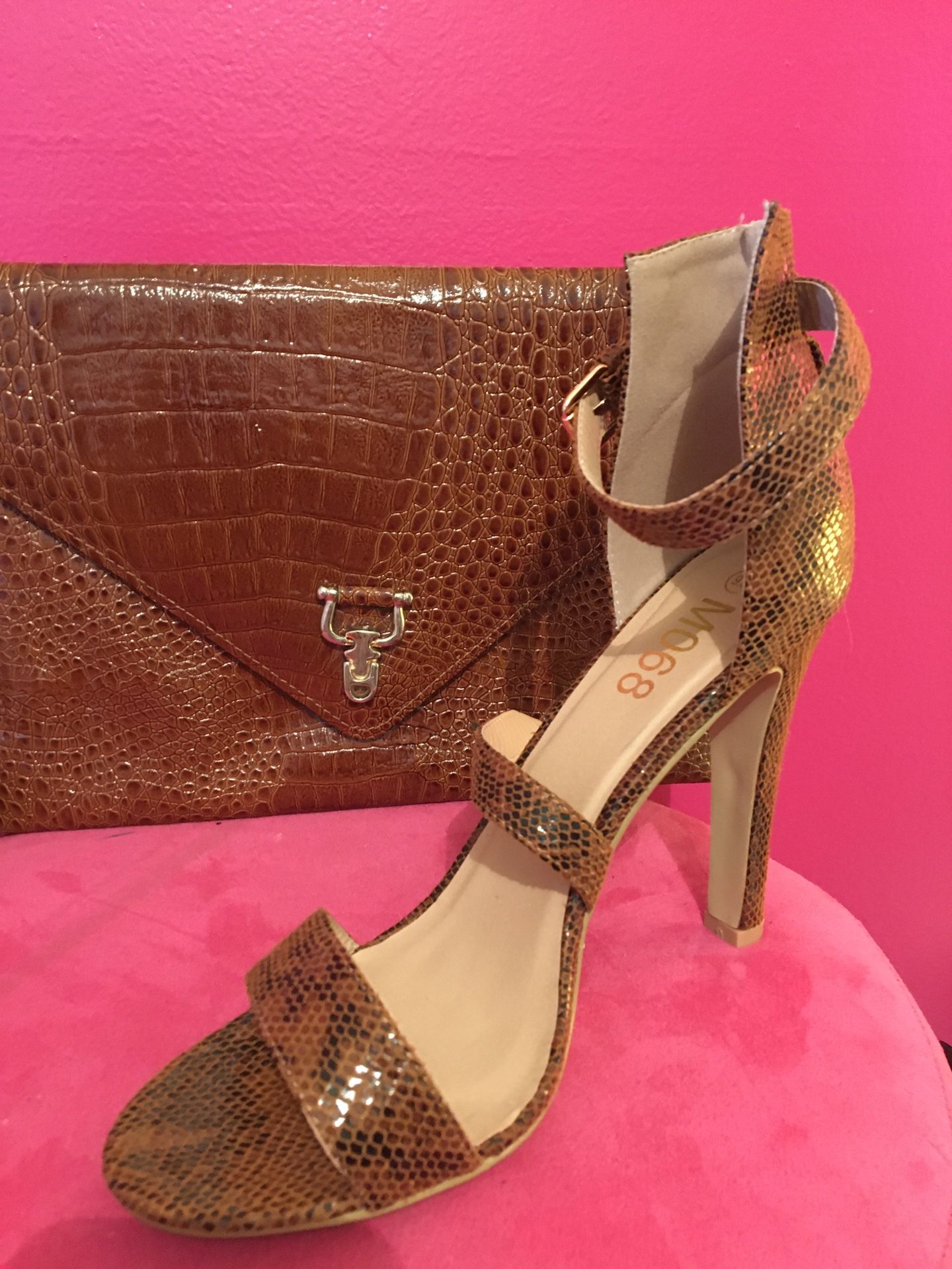 New Snakeskin heels /clutch 