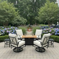 Patio Furniture Set Outdoor Swivel Chair With Fire Pit
