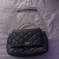 Steve Madden Black quilted purse with gold chain strap and short gold chain strap