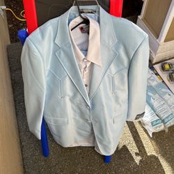 Button Up And Blue Suit Jacket (XL)