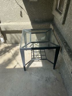 Outdoor Glass Top Metal Frame Side Table