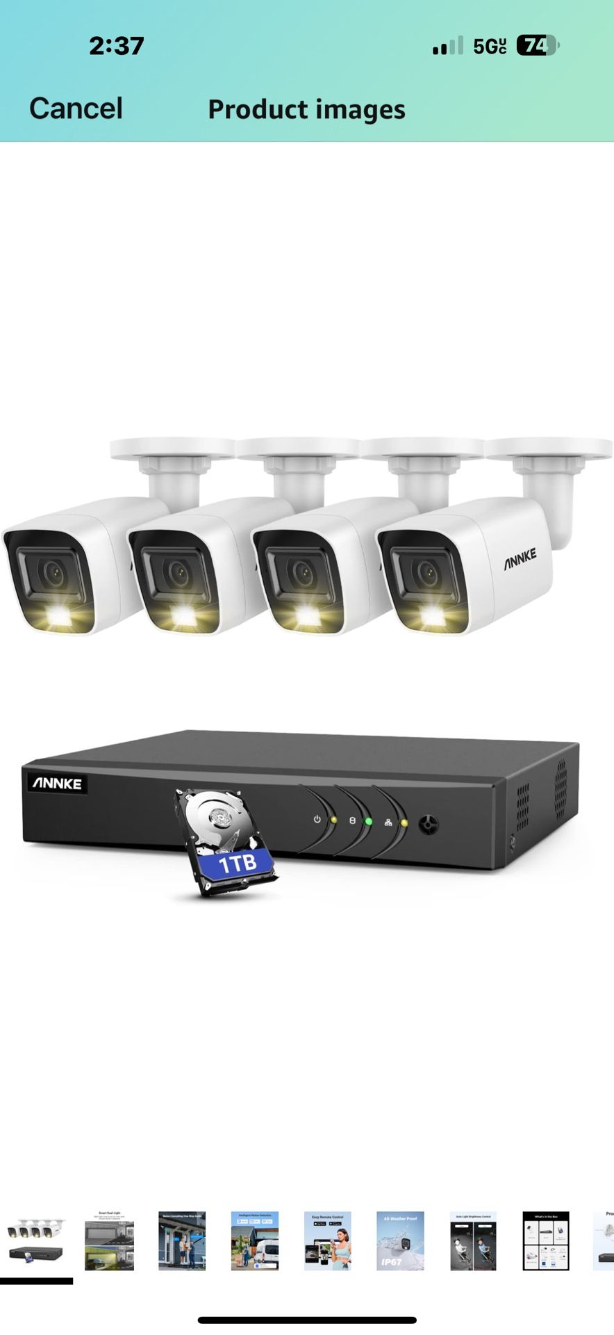 8CH 3K Lite AI DVR with Human/Vehicle Detection, H.265+ Surveillance Security Camera System with Audio and 4pcs 1080P Security Cameras with Dual Light