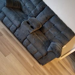 Recliner 2 Piece Sectional Couch Dark Grey 