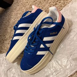 New Adidas Gazelle Sneakers — Blue (Gum Sole/Platform)
