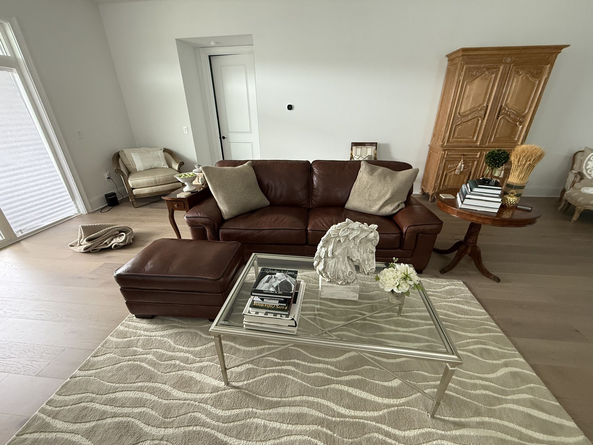 excellent Condition, Leather Couch With Ottoman